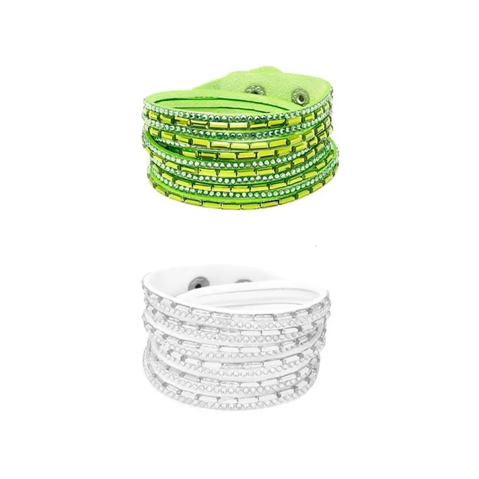 Necklaces Yellow Chimes Yellow Chimes Latest Fashion Combo of Two PU Leather Green and White Wrap Bracelet for Women and Girls Necklaces Yellow Chimes Yellow Chimes Latest Fashion Combo of Two PU Leather Green and White Wrap Bracelet for Women and Girls
