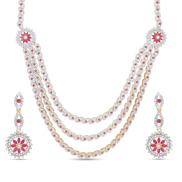 Necklaces Yellow Chimes Yellow Chimes Luxurious Looks ADAmerican Diamond Studded 18K Gold Plated Rani Haar MultiLayer Necklace Set Jewellery Set for Women Girls Necklaces Yellow Chimes Yellow Chimes Luxurious Looks ADAmerican Diamond Studded 18K Gold Plated Rani Haar MultiLayer Necklace Set Jewellery Set for Women Girls