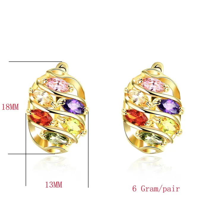 Necklaces Yellow Chimes YELLOW CHIMES Oval Style Swiss Cubic Zirconia Gold Plated ClipOn Earrings for Women