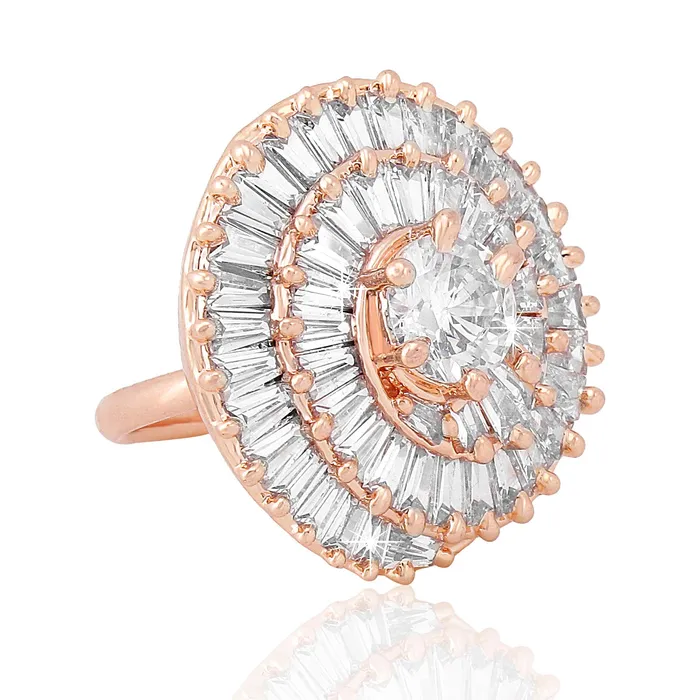 Necklaces Yellow Chimes Yellow Chimes Rings for Women American Diamond Ring White ADStudded Adjustable Floral Finger Ring For Women And Girls RG 6 Adjustable
