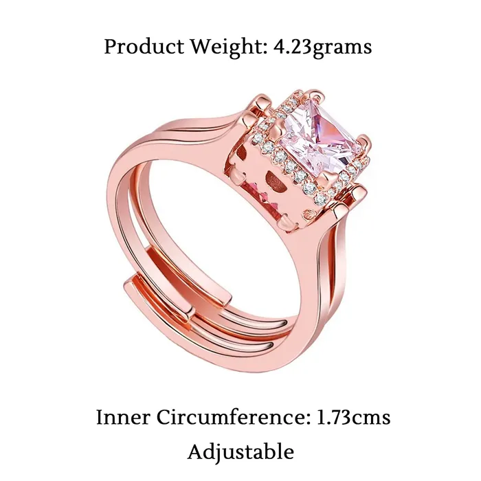 Necklaces Yellow Chimes Yellow Chimes Rings for Women Girls Dual Flip Rose Gold Ring Adjustable Crystal Rings Square Shaped Crystal Ring for Women Birthday Gift for girls women Anniversary Gift for Wife