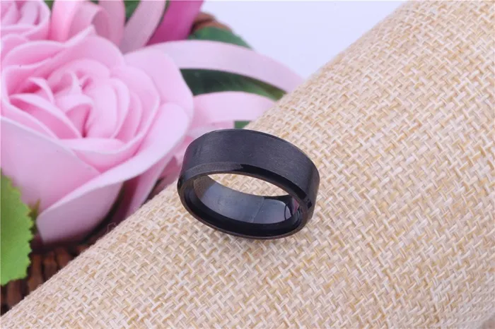 Necklaces Yellow Chimes Yellow Chimes Rings for Women Trendy 316L Stainless Steel Black Band Ring for Women and Girls US 8