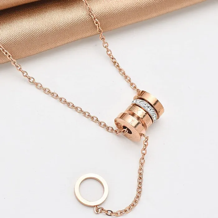 Necklaces Yellow Chimes Yellow Chimes Rosegold Pendant for Women Stainless Steel Chain Pendant Western Style Roman Numbers Necklace For Women and Girls