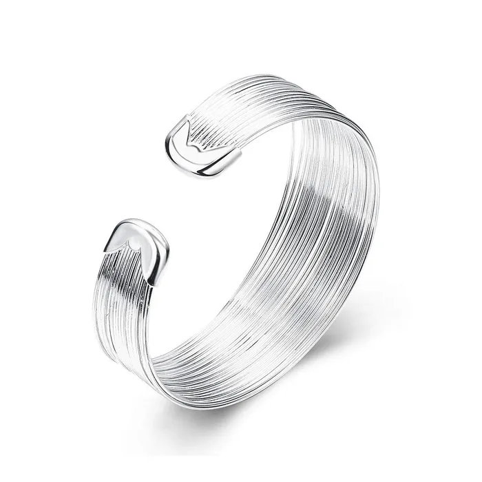Necklaces Yellow Chimes Yellow Chimes Thread Lines Silver Cuff Bracelet for Women and Girls Necklaces Yellow Chimes Yellow Chimes Thread Lines Silver Cuff Bracelet for Women and Girls