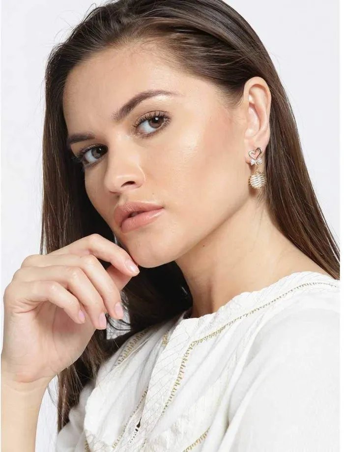 Necklaces Yelow Chimes Luxurias Edition Collection Heart Shaped Pearl Crystal Ball Plushy Drop Earrings For Women Yellow Chimes