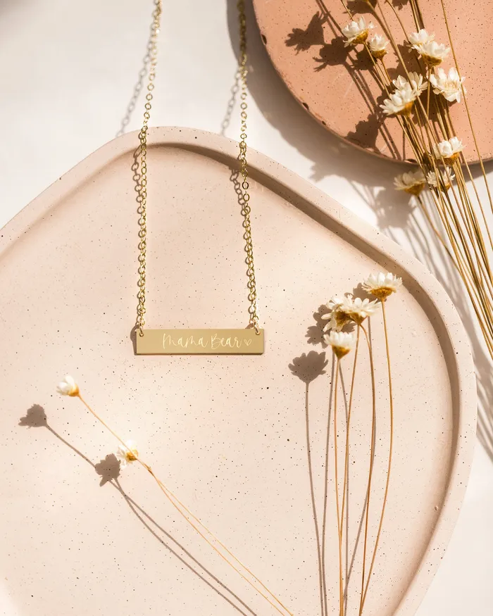 Necklaces Zen and Zuri Mama Bear Bar Necklace