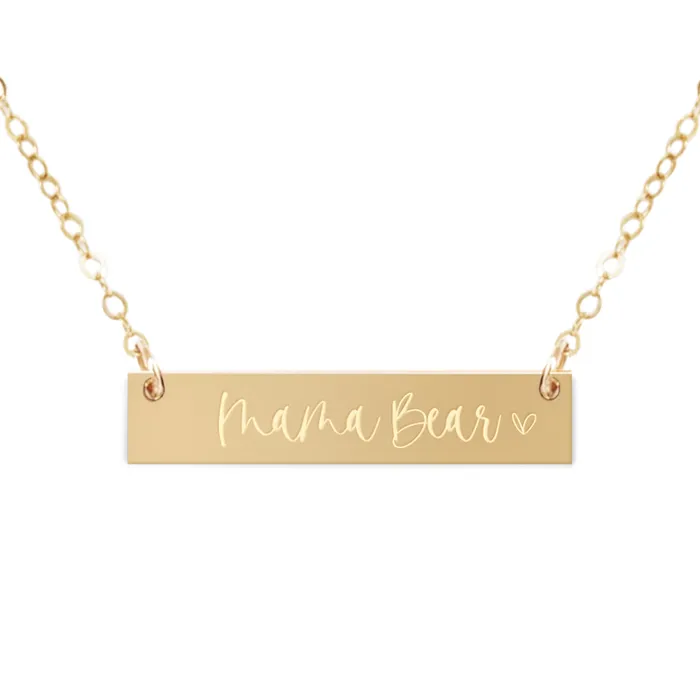 Necklaces Zen and Zuri Mama Bear Bar Necklace