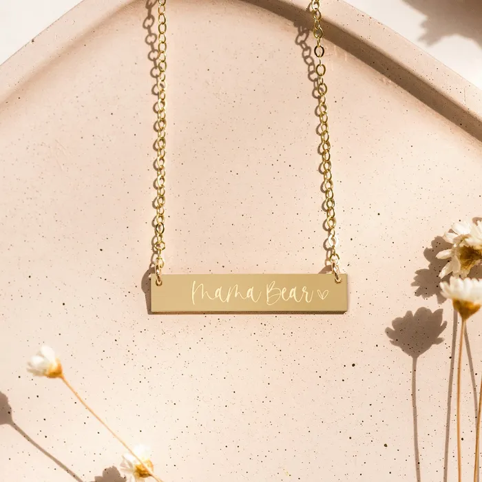Necklaces Zen and Zuri Mama Bear Bar Necklace