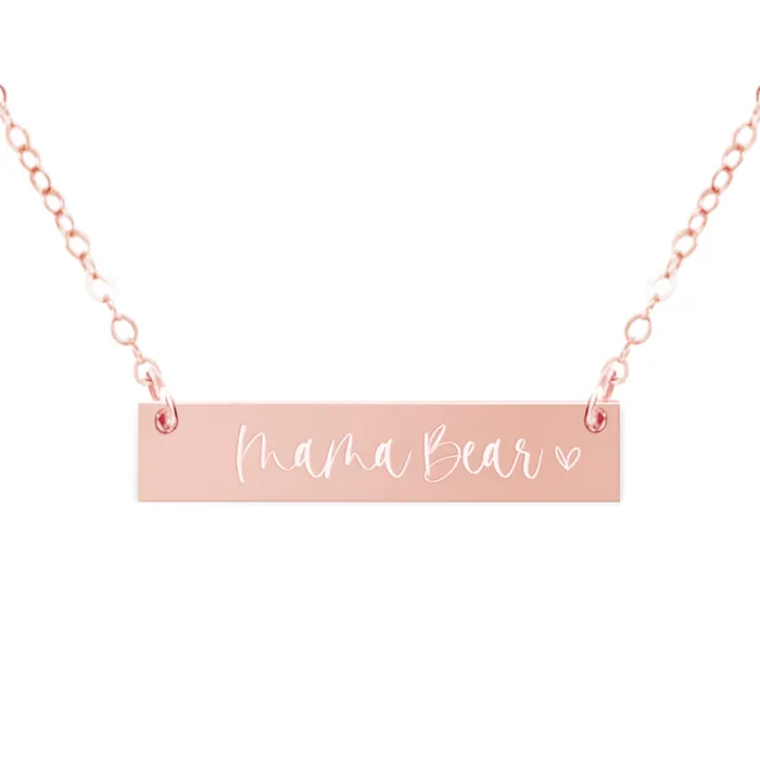 Necklaces Zen and Zuri Mama Bear Bar Necklace