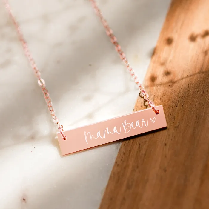 Necklaces Zen and Zuri Mama Bear Bar Necklace