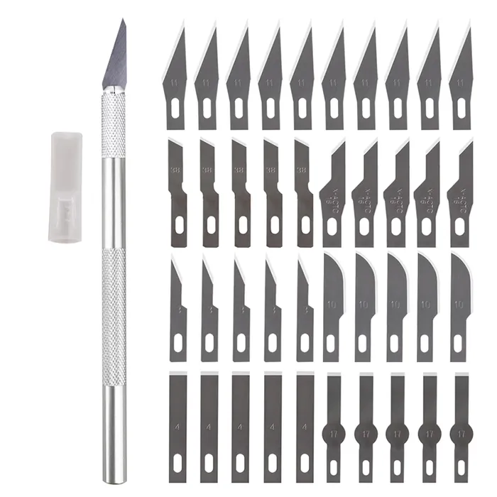 NonSlip Metal Scalpel Knife Tools Kit Cutter Engraving Craft knives with 40pcs Blades Resinarthub Necklaces
