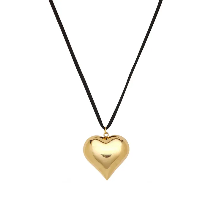 Oiya Necklaces Gold Heart Suede Necklace