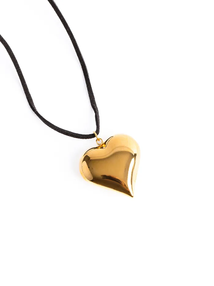 Oiya Necklaces Gold Heart Suede Necklace