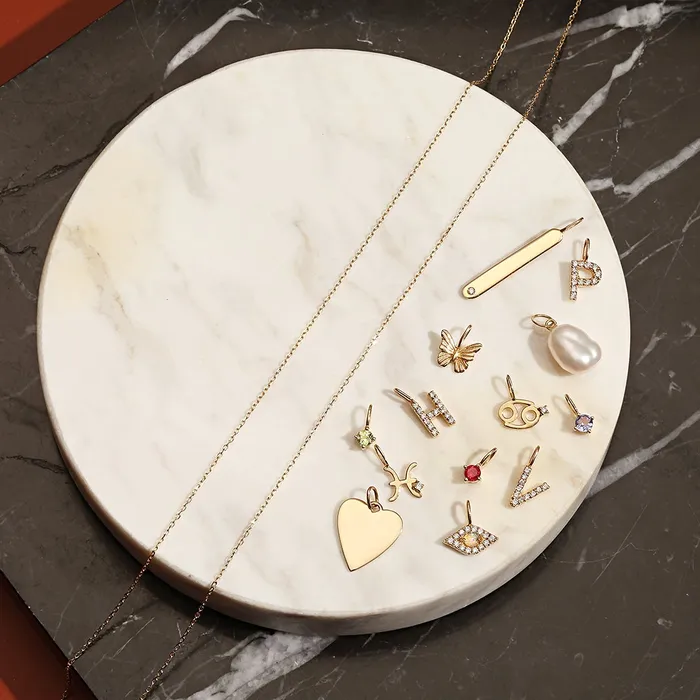 P Diamond Initial Charm AURELIE GI Charm Necklaces