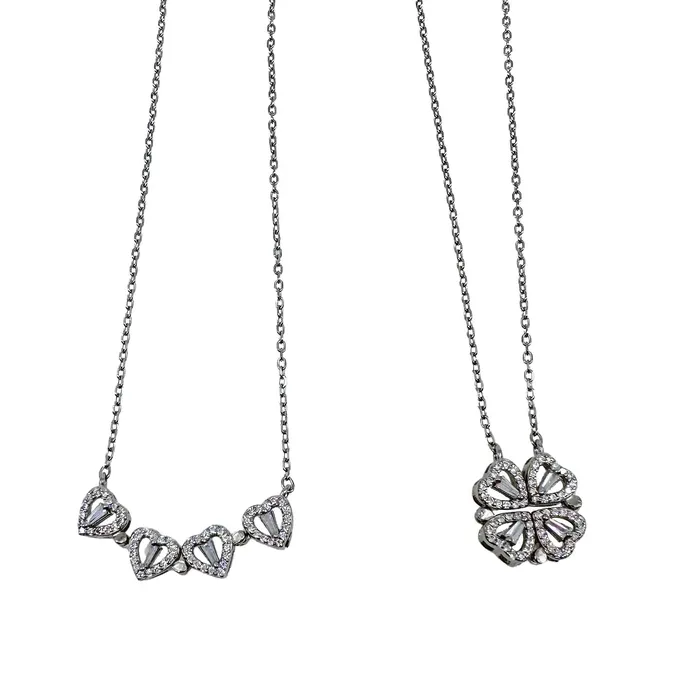 PEN001 Necklaces Pendant Magnetic 925 Sterling Silver Rhodium Coated Changeable 4 Leaf Clover Heart PEN001 Necklaces Pendant Magnetic 925 Sterling Silver Rhodium Coated Changeable 4 Leaf Clover Heart