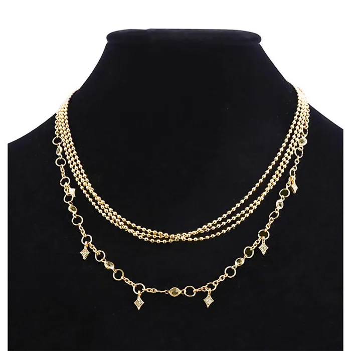 PreStyled Sets Yellow Chimes Yellow Chimes Trendy Fashion Multilayer Gold Toned Crystal Drop Choker Necklace for Women and Girls