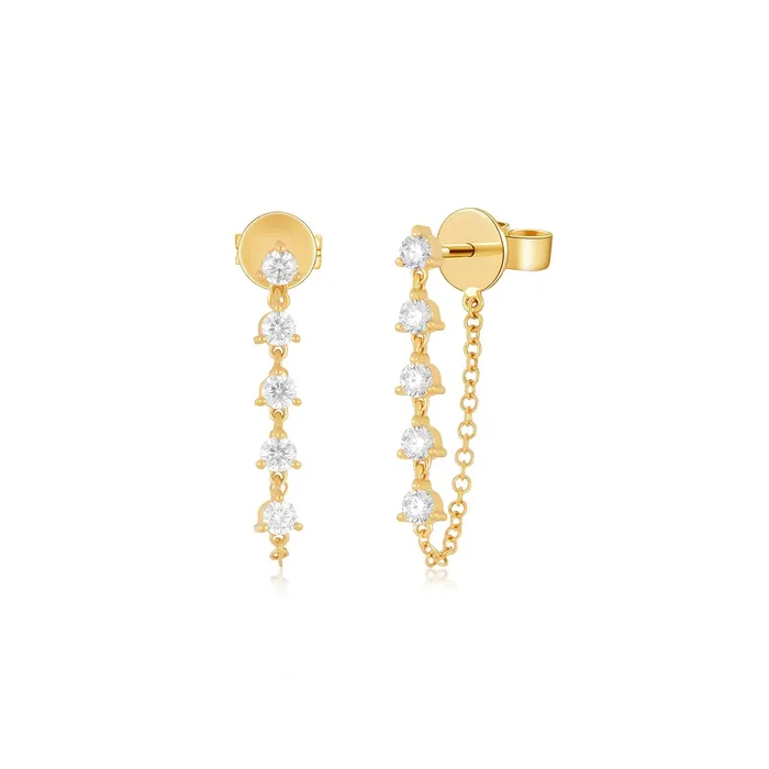 Prong Set Diamond Chain Stud Earring ef collection Earrings