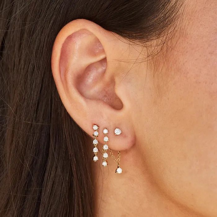 Prong Set Diamond Chain Stud Earring ef collection Earrings