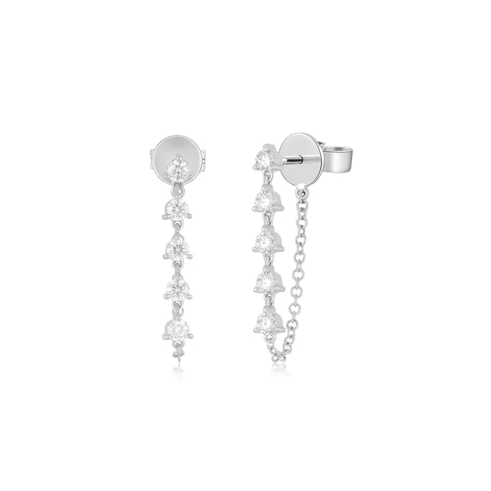 Prong Set Diamond Chain Stud Earring ef collection Earrings