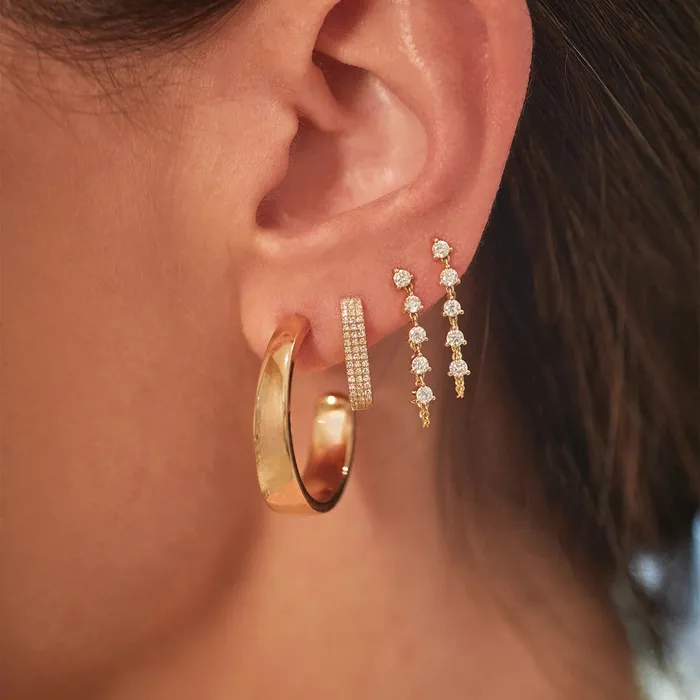 Prong Set Diamond Chain Stud Earring ef collection Earrings