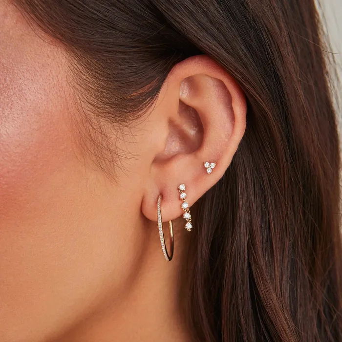 Prong Set Diamond Chain Stud Earring ef collection Earrings