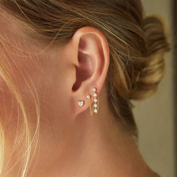 Prong Set Diamond Chain Stud Earring ef collection Earrings