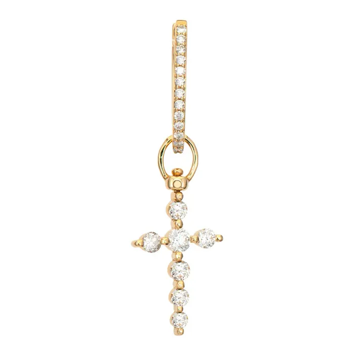 Prong Set Diamond Cross Top Switch Charm Three Stories Jewelry Earrings