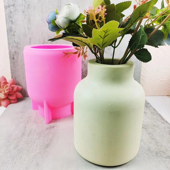 Resin Art Hub Necklaces Cylindrical Pot Shaped Silicone Vase Mold for Jesmonite Art