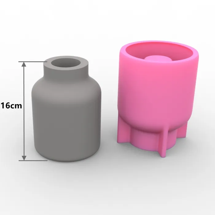 Resin Art Hub Necklaces Cylindrical Pot Shaped Silicone Vase Mold for Jesmonite Art