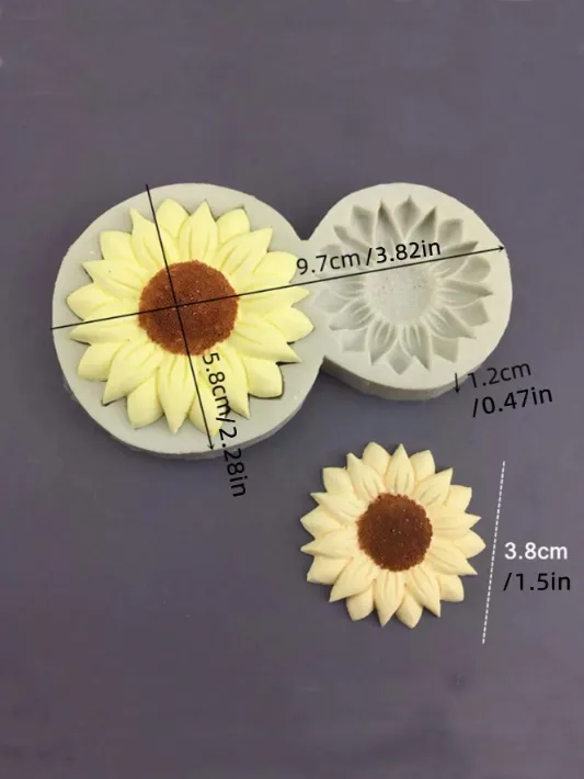 RESIN ART HUB Necklaces Dual Sunflower Shaped Silicone Mold for Candle Making