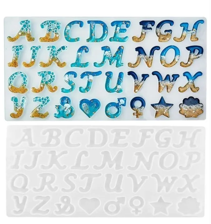 Resin Art Hub Necklaces Obverse Alphabets Silicone Mold for Resin Art