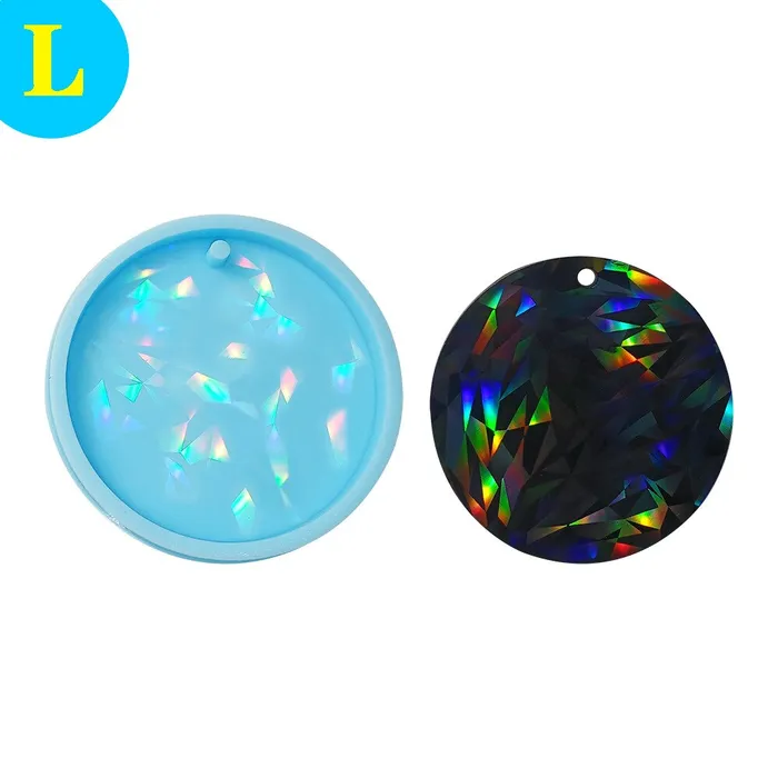 Resin Art Hub Rings Holographic Laser Round Keychain Mould