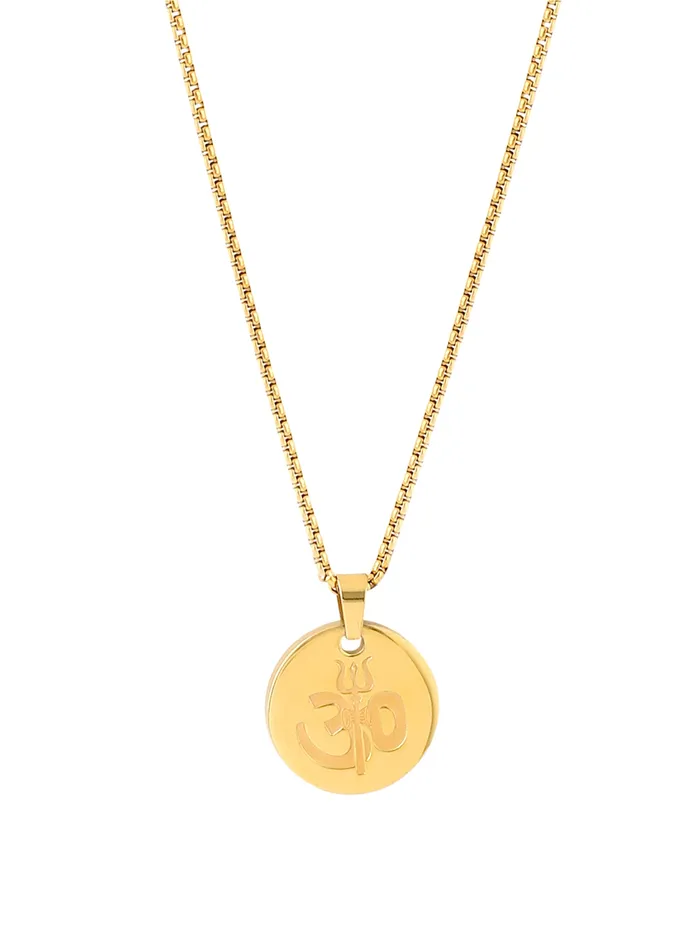 Rings OM Chain Necklace Fashion Golden Chain Pendant for Men Stainless Steel 43CM Yellow Chimes Rings OM Chain Necklace Fashion Golden Chain Pendant for Men Stainless Steel 43CM Yellow Chimes