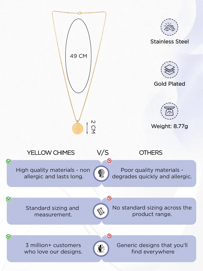Rings OM Chain Necklace Fashion Golden Chain Pendant for Men Stainless Steel 43CM Yellow Chimes