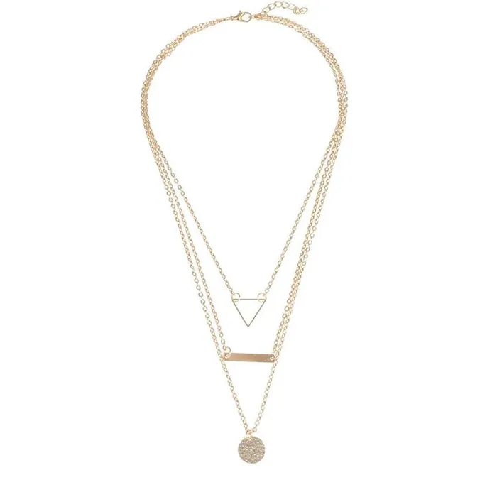 Rings Yellow Chimes Choker Necklace for Women Layered Necklace for Girls Multilayered Long Chain Gold Plated Geometric Choker Necklace for Women and Girls Yellow Chimes