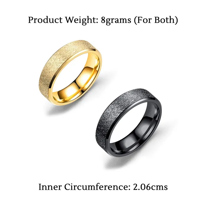 Rings Yellow Chimes Combo of 2 PCs Trandy Western Style Titanium Collection Stardust Gold Black Band Stainless Steel Rings for Men and Boys Yellow Chimes
