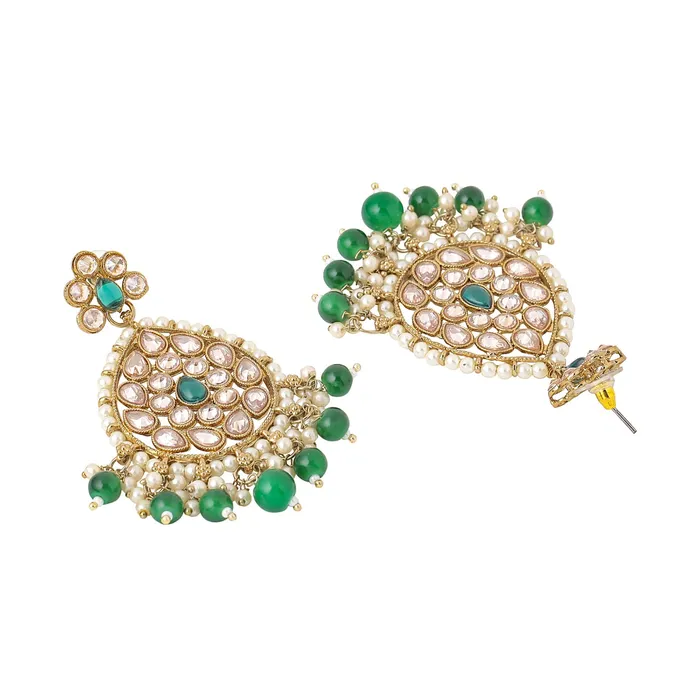 Rings Yellow Chimes Earrings for Women and Girls Kundan Chandbali Gold Plated Kundan Studded Beads Drop Chandbali Earrings Birthday Gift for girls and women Anniversary Gift for Wife Yellow Chimes