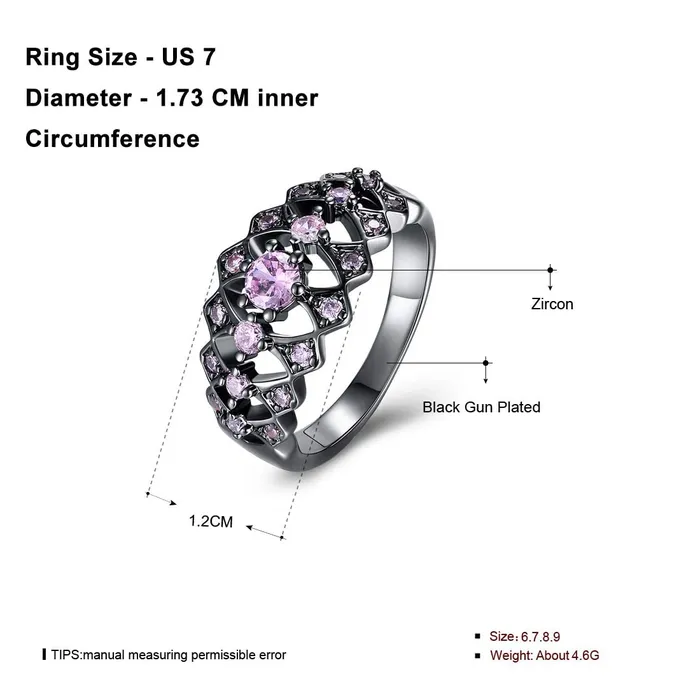 Rings Yellow Chimes Rings for Women Black Gun Plated Purple Crystal Rings for Women and GirlsSize US 6 Yellow Chimes