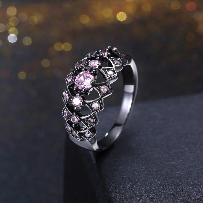 Rings Yellow Chimes Rings for Women Black Gun Plated Purple Crystal Rings for Women and GirlsSize US 6 Yellow Chimes
