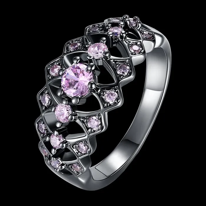 Rings Yellow Chimes Rings for Women Black Gun Plated Purple Crystal Rings for Women and GirlsSize US 6 Yellow Chimes