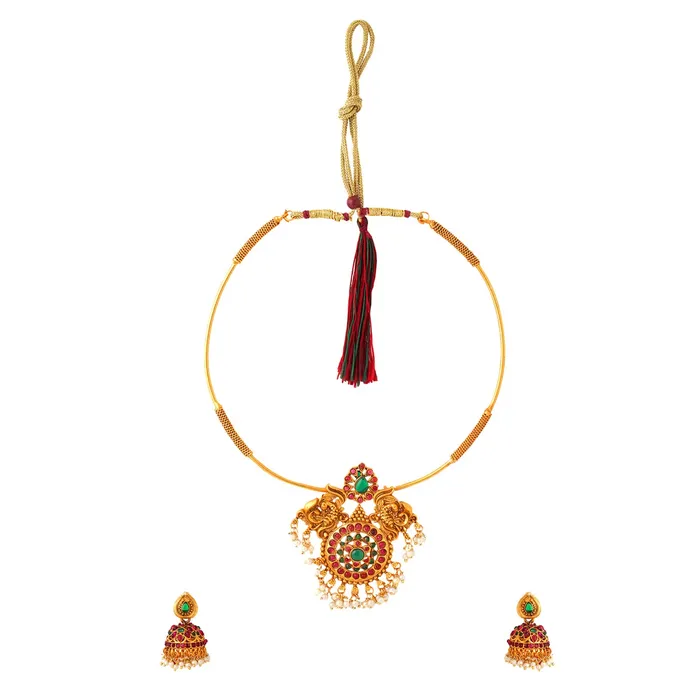 Rings Yellow Chimes Yellow Chimes Jewellery Set for Women and Girls Temple Jewellery Set for Women Gold Plated Traditional Choker Necklace Set Birthday Gift for girls and women Anniversary Gift for Wife