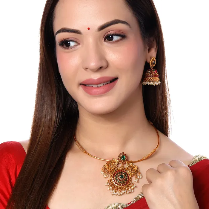 Rings Yellow Chimes Yellow Chimes Jewellery Set for Women and Girls Temple Jewellery Set for Women Gold Plated Traditional Choker Necklace Set Birthday Gift for girls and women Anniversary Gift for Wife