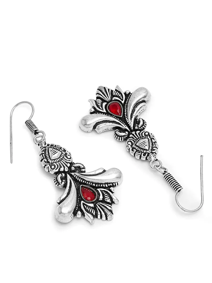 Rings Yellow Chimes Yellow Chimes Oxidised Dangler Earrings For Women Traditional Silver Oxidised Kolhapuri Danglers Earrings For Women Girls