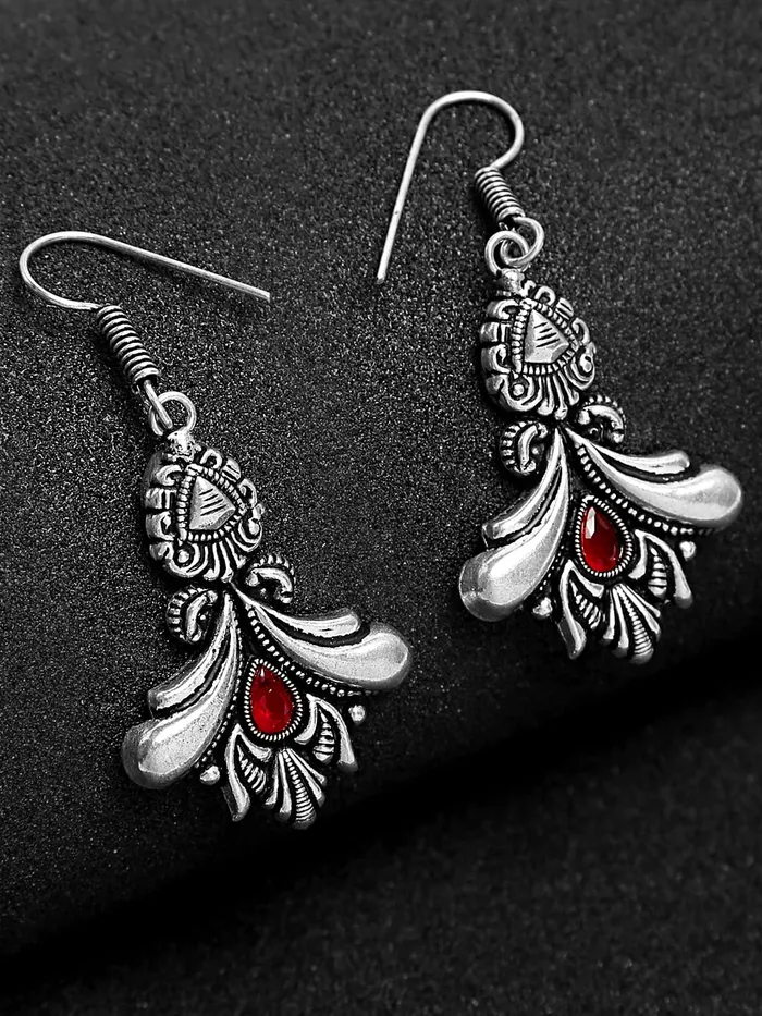 Rings Yellow Chimes Yellow Chimes Oxidised Dangler Earrings For Women Traditional Silver Oxidised Kolhapuri Danglers Earrings For Women Girls