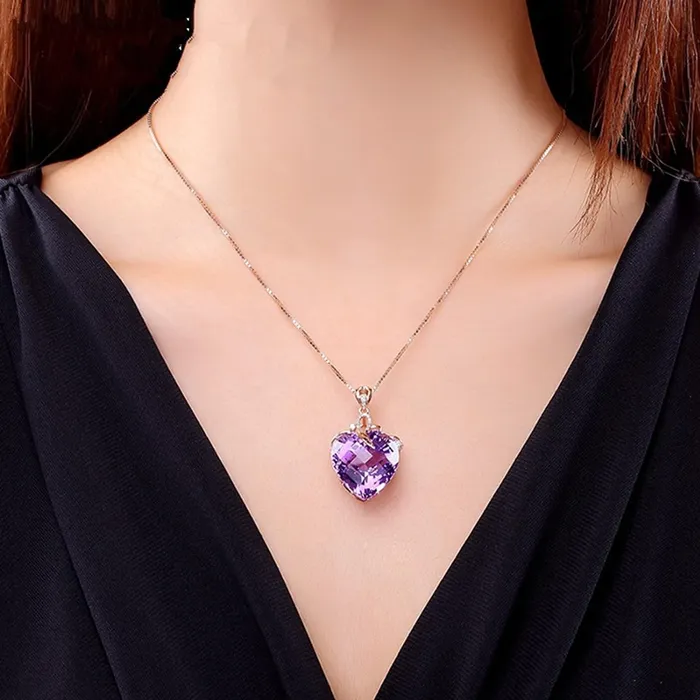 Rings Yellow Chimes Yellow Chimes Pendant for Women and Girls Crystal Pendant for Women Heart Designed Purple Color Stone Pendant Birthday Gift for girls and women Anniversary Gift for Wife