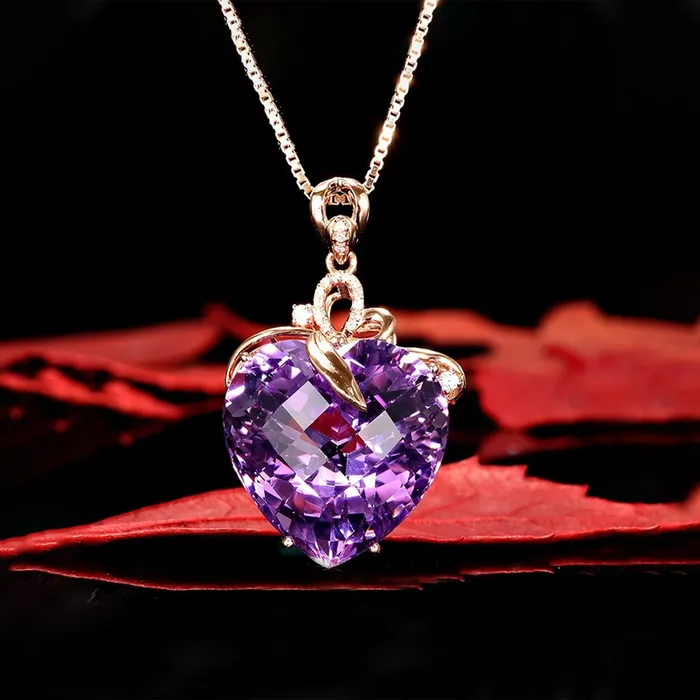 Rings Yellow Chimes Yellow Chimes Pendant for Women and Girls Crystal Pendant for Women Heart Designed Purple Color Stone Pendant Birthday Gift for girls and women Anniversary Gift for Wife
