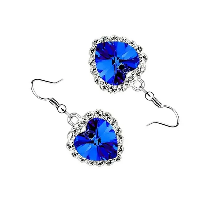 Rings Yellow Chimes Yellow Chimes Pendant Set for Women and Girls Blue and White Crystal Stone Pendant Set Heart Designed Pendant and Earrings Birthday Gift for Girls and Women Anniversary Gift for Wife