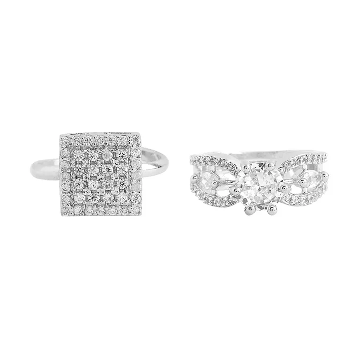 Rings Yellow Chimes Yellow Chimes Rings for Women and Girls American Diamond Ring Silver Tone Combo of 2 Pcs White AD Studded Adjustable Ring for Women Birthday Gift For girls and women Anniversary Gift for Wife Rings Yellow Chimes Yellow Chimes Rings for Women and Girls American Diamond Ring Silver Tone Combo of 2 Pcs White AD Studded Adjustable Ring for Women Birthday Gift For girls and women Anniversary Gift for Wife