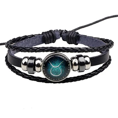 Rings Yellow Chimes Yellow Chimes Zodiac Sign Constellation Handmade Black Leather Bracelet for Men and WomenUnisex Taurus Rings Yellow Chimes Yellow Chimes Zodiac Sign Constellation Handmade Black Leather Bracelet for Men and WomenUnisex Taurus