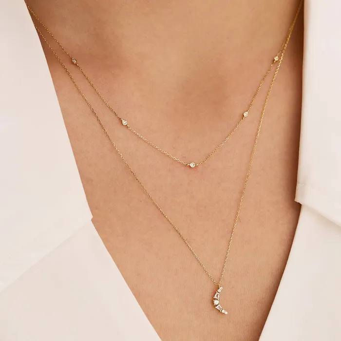 RITA Natural Diamond Station Necklace AURELIE GI Necklaces